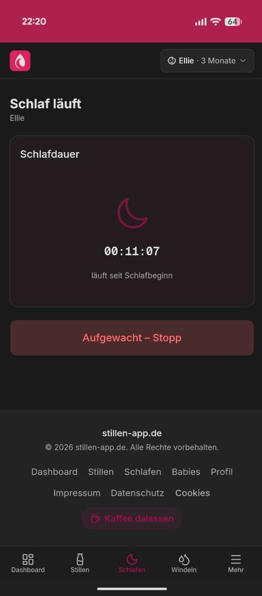 Schlaf-Session in der kostenlosen Still App