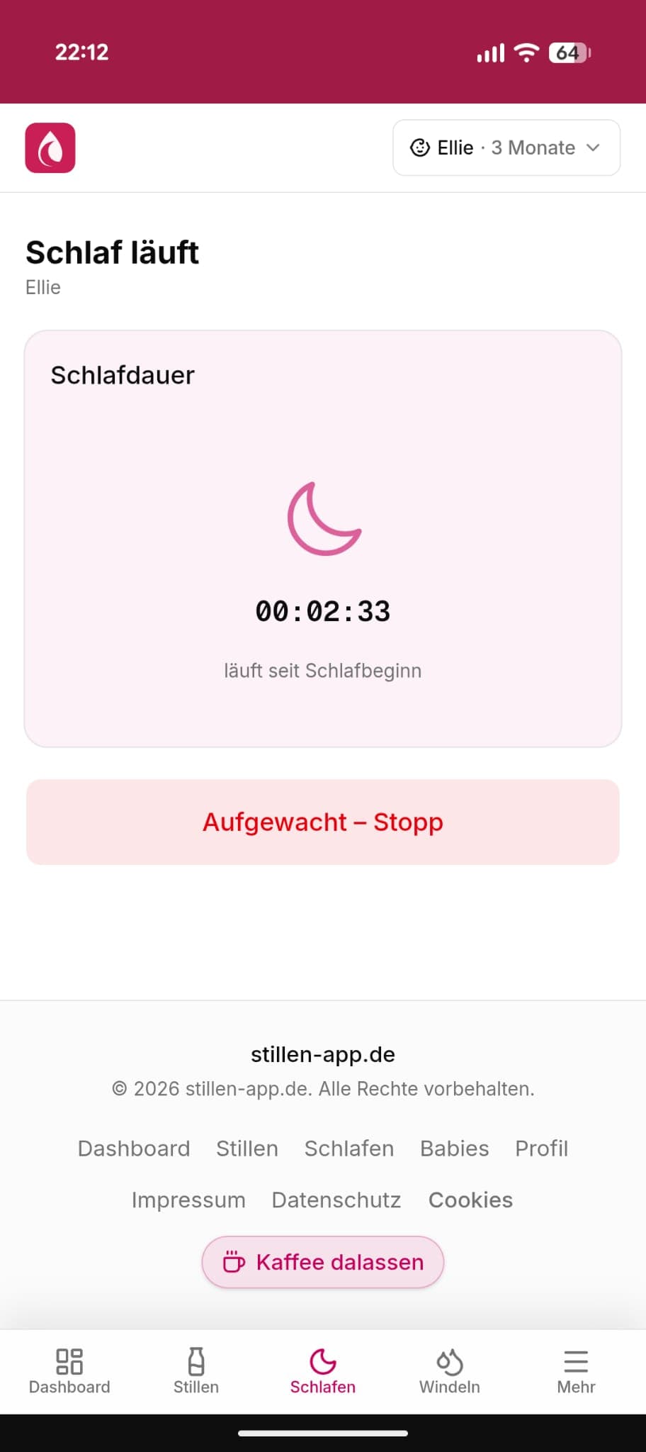 Schlaf-Session in der kostenlosen Still App