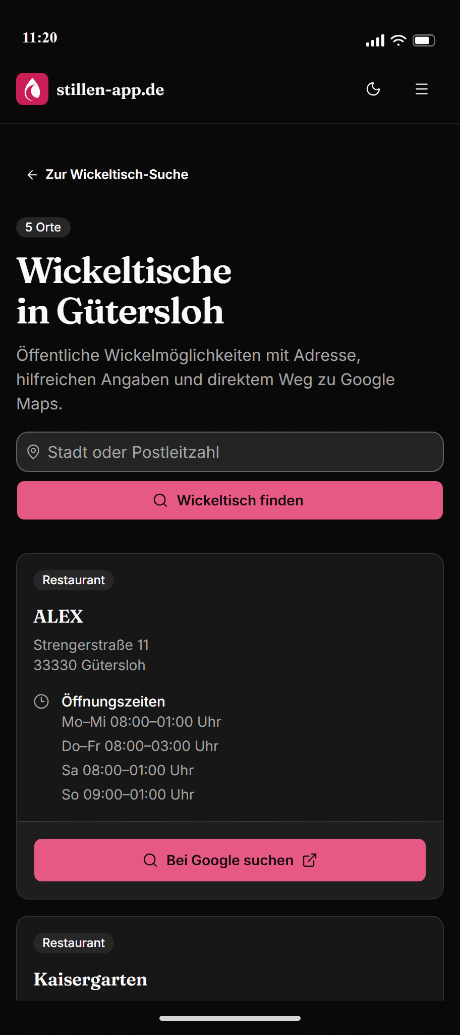 Mobile Ergebnisseite für Wickeltische in Gütersloh