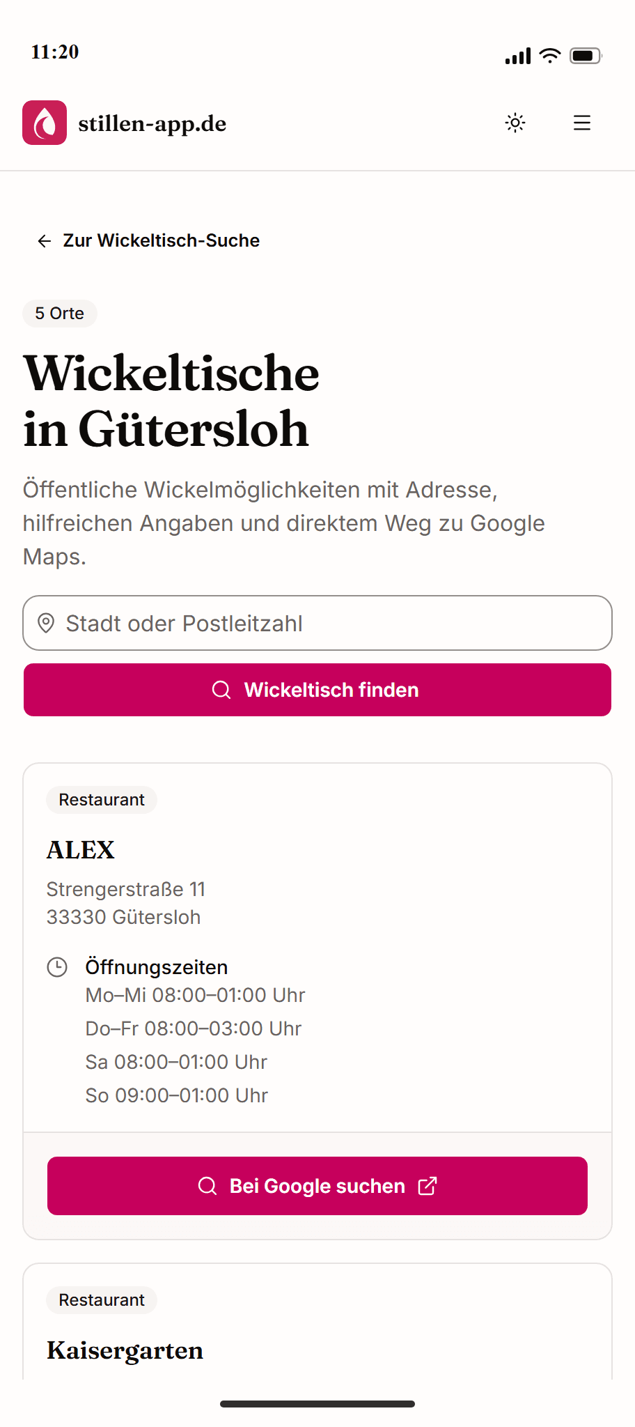 Mobile Ergebnisseite für Wickeltische in Gütersloh